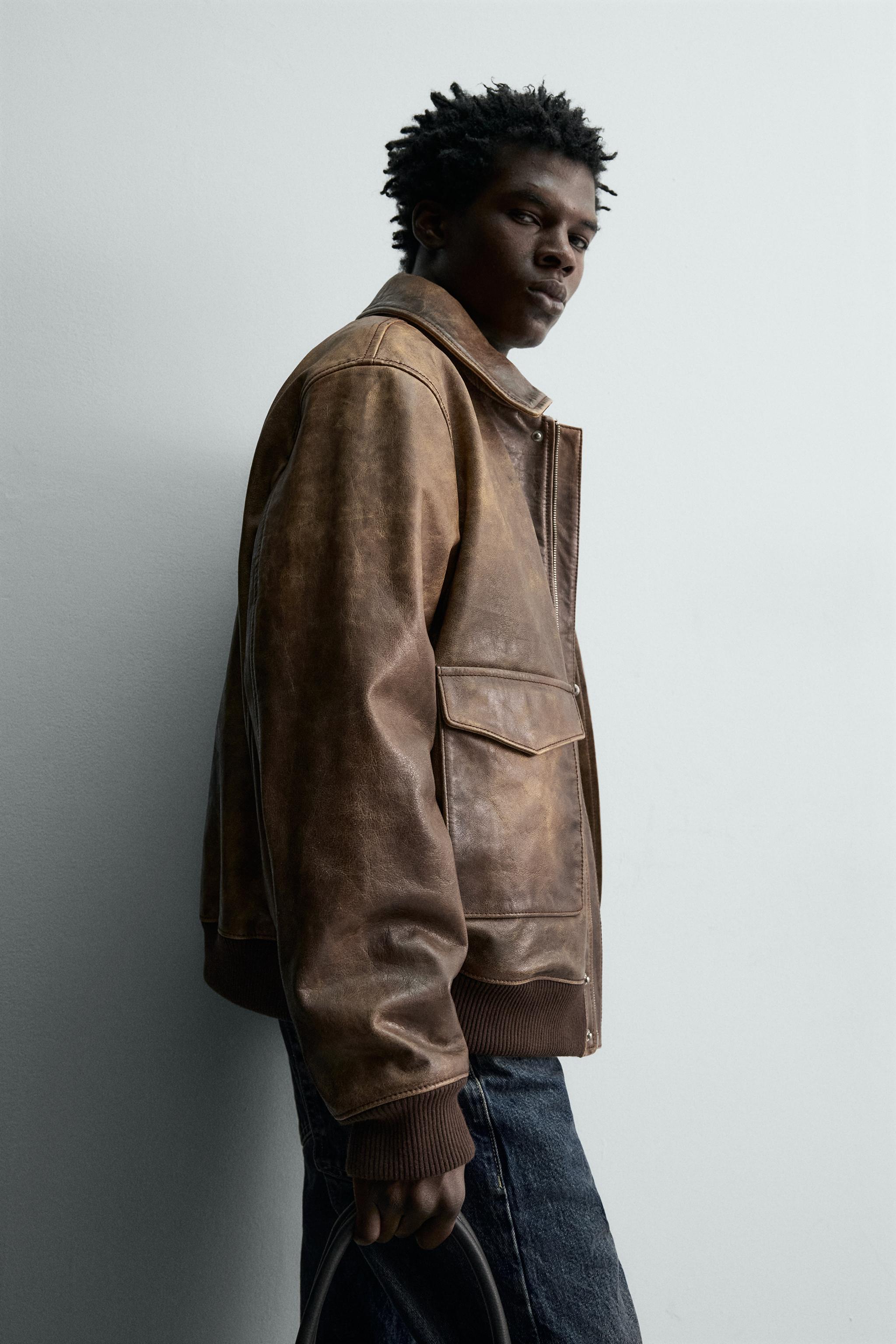 VINTAGE EFFECT LEATHER JACKET